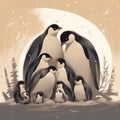 family of emperor penguins