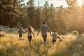 A family engaged in outdoor activities with a focus on presence. Moments in nature