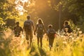 A family engaged in outdoor activities with a focus on presence. Moments in nature