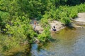 Family Enjoy a Day by the Roanoke River Royalty Free Stock Photo