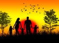 Family enjoy sunset Royalty Free Stock Photo