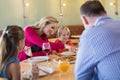 Family enjoying appetizer in restaurant