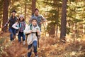 Family enjoying hike in a forest, Big Bear, California, USA Royalty Free Stock Photo