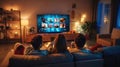 Family enjoying movie night at home together Royalty Free Stock Photo