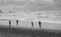 Family enjoying the surf of Ruby Beach at Olympic National Park Royalty Free Stock Photo