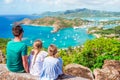 Family enjoying the view of picturesque English Harbour at Antigua in caribbean sea Royalty Free Stock Photo