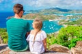 Family enjoying the view of picturesque English Harbour at Antigua in caribbean sea Royalty Free Stock Photo