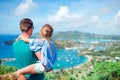 Family enjoying the view of picturesque English Harbour at Antigua in caribbean sea Royalty Free Stock Photo