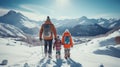 Family enjoying winter time at a ski resort Royalty Free Stock Photo