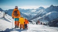 Family enjoying winter time at a ski resort Royalty Free Stock Photo
