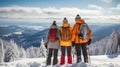 Family enjoying winter time at a ski resort Royalty Free Stock Photo