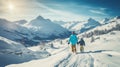 Family enjoying winter time at a ski resort Royalty Free Stock Photo