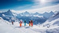 Family enjoying winter time at a ski resort Royalty Free Stock Photo