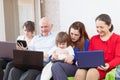 Family enjoys with few laptops at home