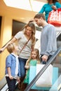 Family On Escalator In Shopping Mall Together Royalty Free Stock Photo