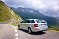 Family estate car in swiss alps Royalty Free Stock Photo