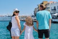 Family Europe tourist travel sea cruise vacation, back view Royalty Free Stock Photo