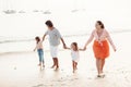 Family on the evening beach Royalty Free Stock Photo