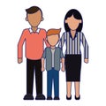 Family Executive parents with son blue lines faceless