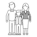Family Executive parents with son faceless in black and white