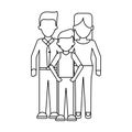 Family Executive parents with son faceless in black and white