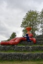 Family expansion at the statue of The big Funnelman, Breda, The Netherlands