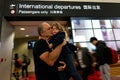 Family farewell in the airport