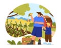 Family on farm vector concept Royalty Free Stock Photo