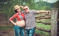 Family of farmers waiting baby Royalty Free Stock Photo