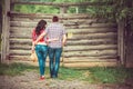 Family of farmers waiting baby Royalty Free Stock Photo