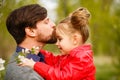 Family. Father and daughter. Kiss Royalty Free Stock Photo