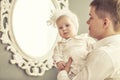 Family, father and daughter together at home cuddling beautiful Royalty Free Stock Photo