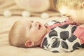 Family, father and daughter together at home cuddling beautiful Royalty Free Stock Photo