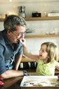 Family Father Girl Making Cookies Learning Baking Concept