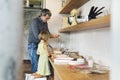 Family Father Girl Making Cookies Learning Baking Concept