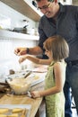 Family Father Girl Making Cookies Learning Baking