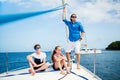 Family on board of sailing yacht Royalty Free Stock Photo