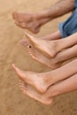 Family feet on beach Royalty Free Stock Photo