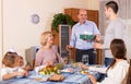 Family at festive dinner