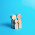 Family figures on a blue background. Parents and kids. Health and family planning. Reproduction. Adoption and guardianship. Life Royalty Free Stock Photo