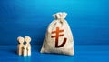 Family Figurines And Turkish Lira Money Bag. Family Budget. Investment In Human Capital. Income, Expenses. Favorable Conditions