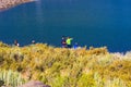 Family Fishing In Mountain Lake