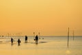 Family fishing at sea