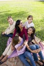 Family of five having picnic in park Royalty Free Stock Photo