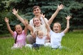 Family of five rejoice outdoor Royalty Free Stock Photo