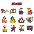 Family flat icons set Royalty Free Stock Photo