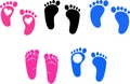 Family footprint.Baby and boys footprints vector illustration Royalty Free Stock Photo