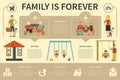 Family Is Forever infographic flat vector illustration. Presentation Concept