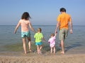 Family of four on beach