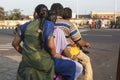 Family of four on one moped in Chennai India